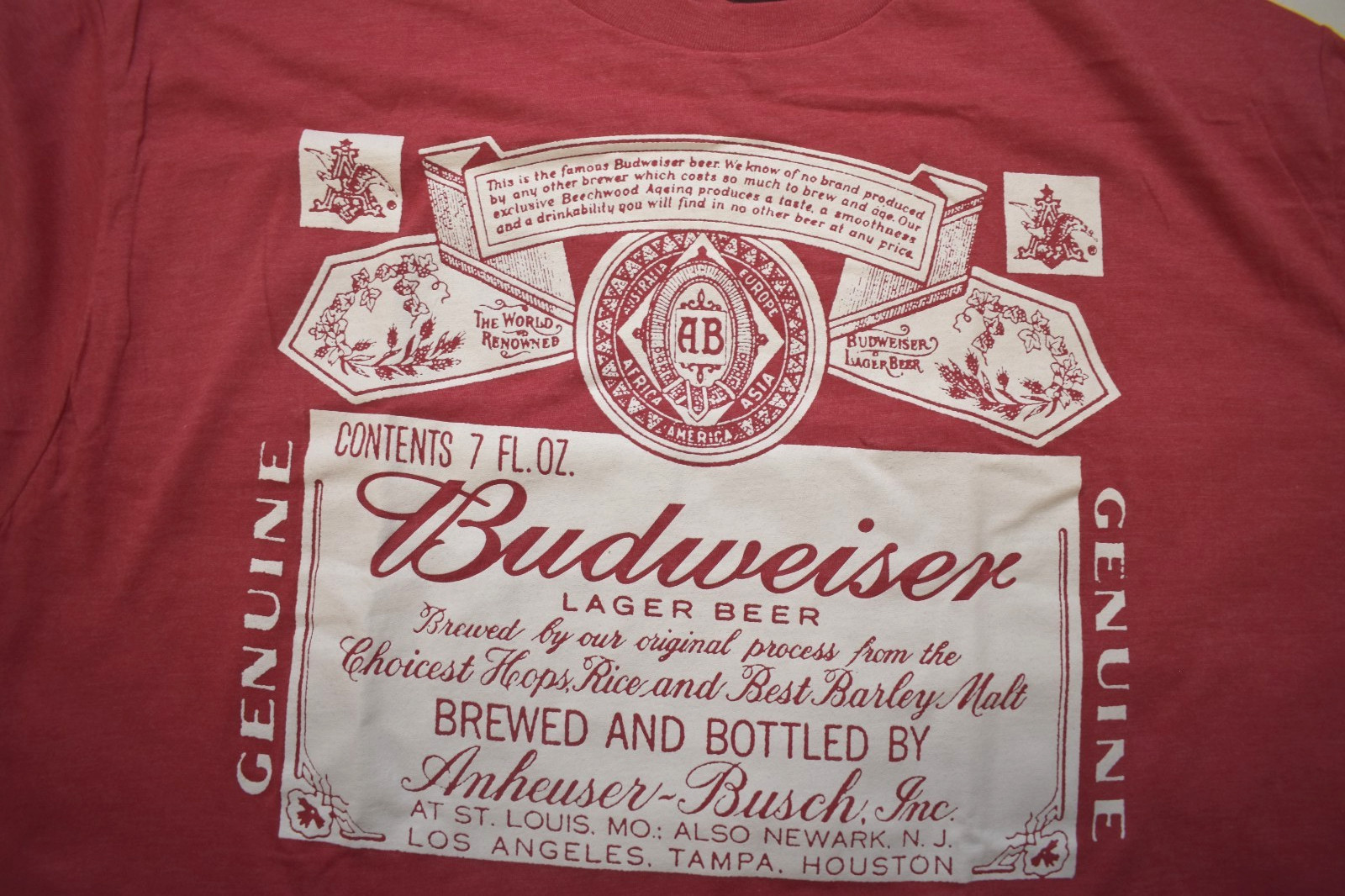 Budweiser King Of Beers Mens Beer Label Logo Heather Red Shirt New 2XL