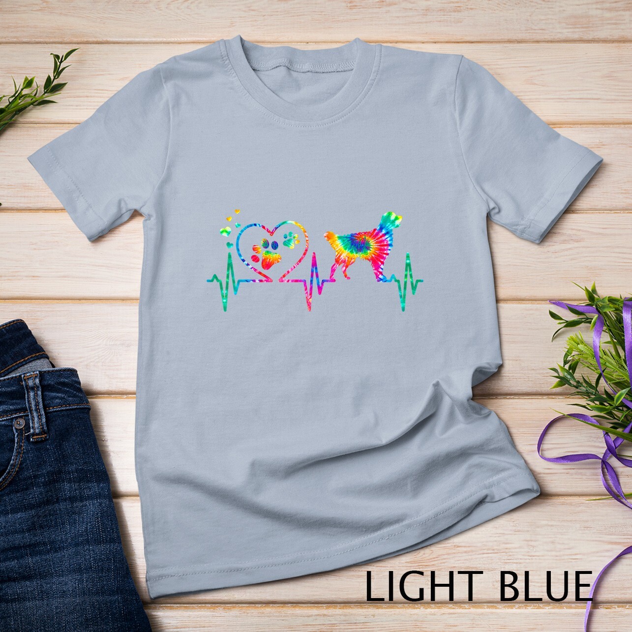Golden Retriever Mom Dad Heartbeat Tie Dye Dog Gift T-Shirt Unisex T-shirt