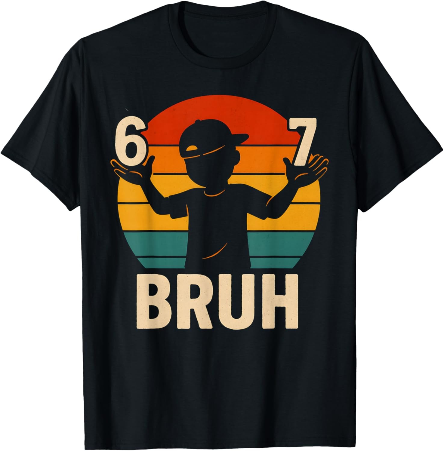 67 Bruh Retro Boy 6 7 Meme Kids Kindergarten Teen Funny 6-7 T-Shirt