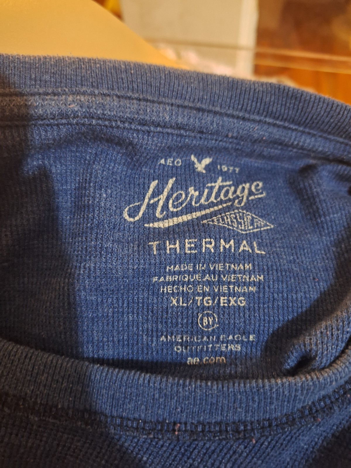 American Eagle Outfitters Heritage Shirt Mens Size XL Thermal Classic Fit Blue