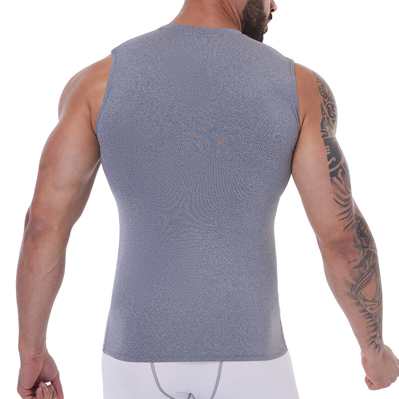 Mens Slimming Tummy Body Shaper Vest Compression T-Shirt Fitness Muscle Tank Top