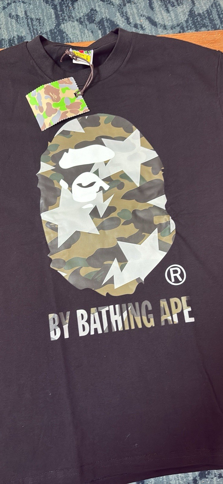 A Bathing Ape BAPE Men’s Black Graphic Logo Crew Neck Short Sleeve T-Shirt L