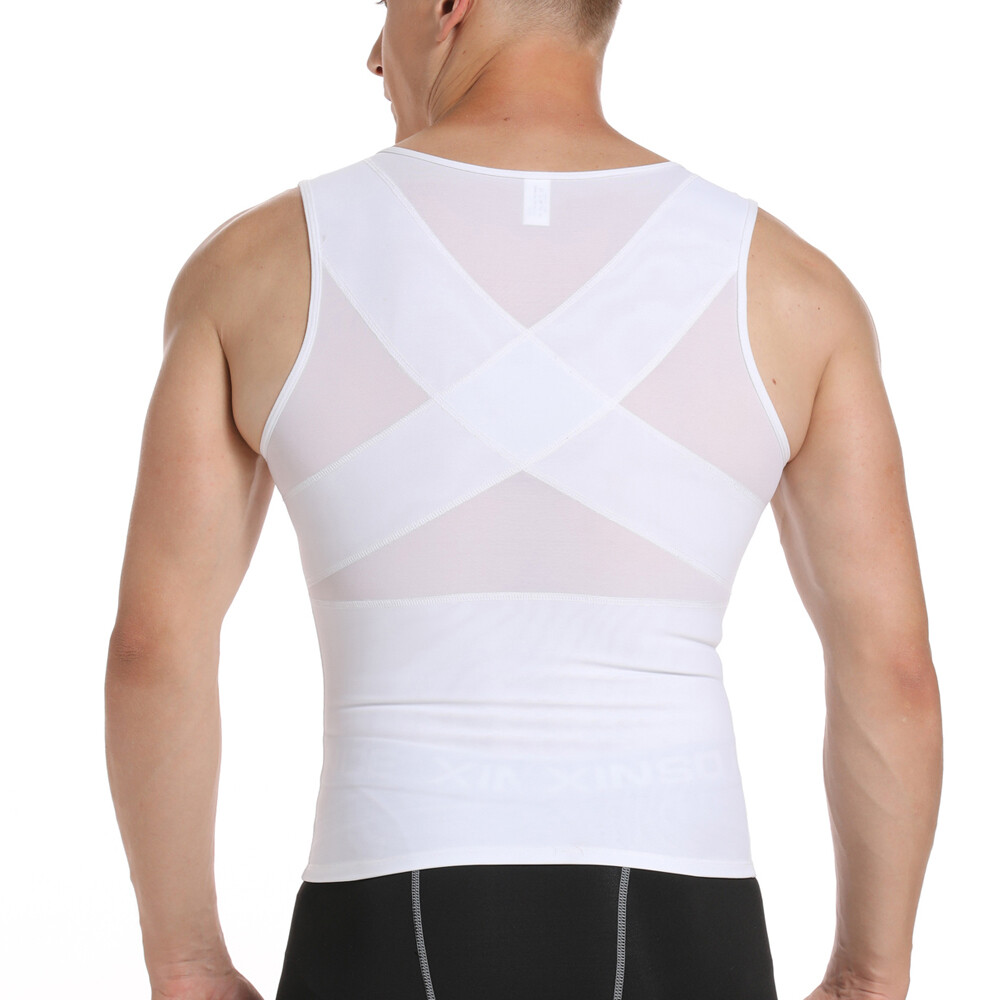 Mens Compression Vest Slimming Body Shaper Tummy Control Gynecomastia Undershirt