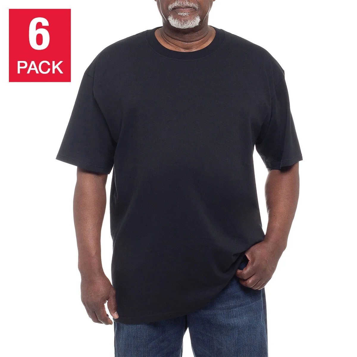 Kirkland Men’s 6-pack Black 100% Cotton Crew Neck T-Shirts – FREE SHIPPING!