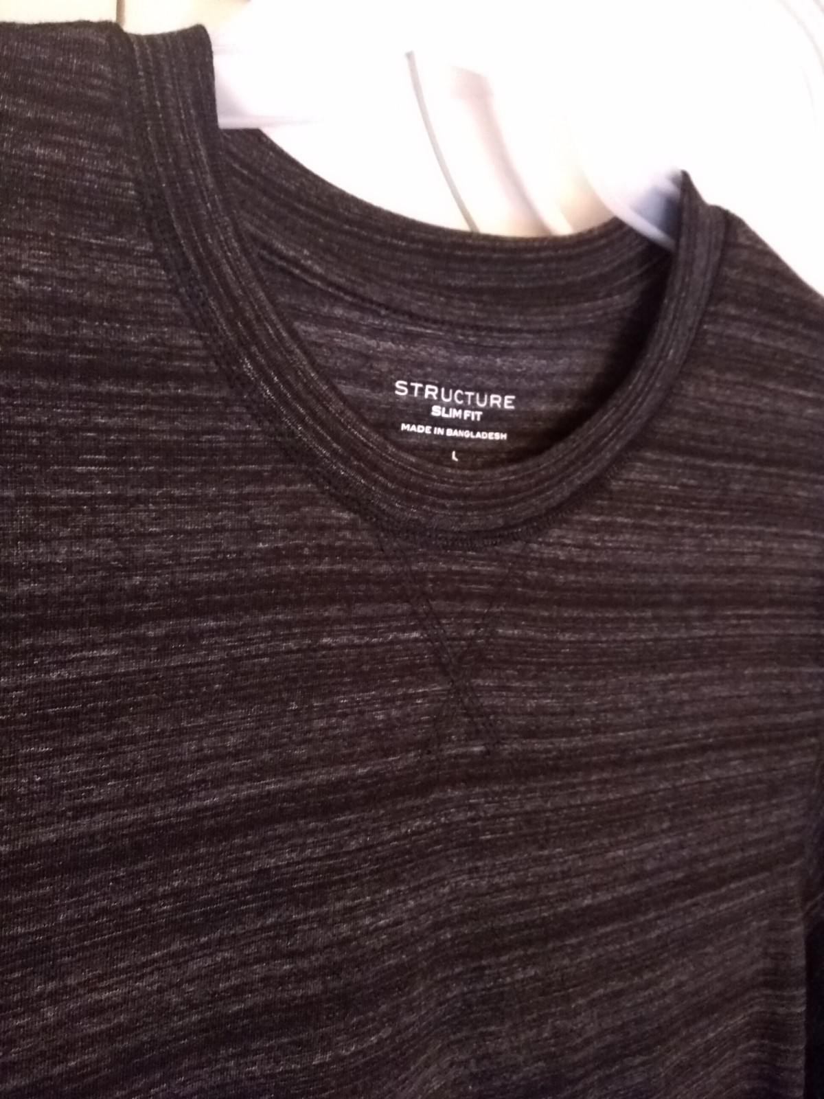 Structure Men’s Slim Fit Long Sleeve T-Shirt L Black/Dark Gray Soft Hardly Worn!