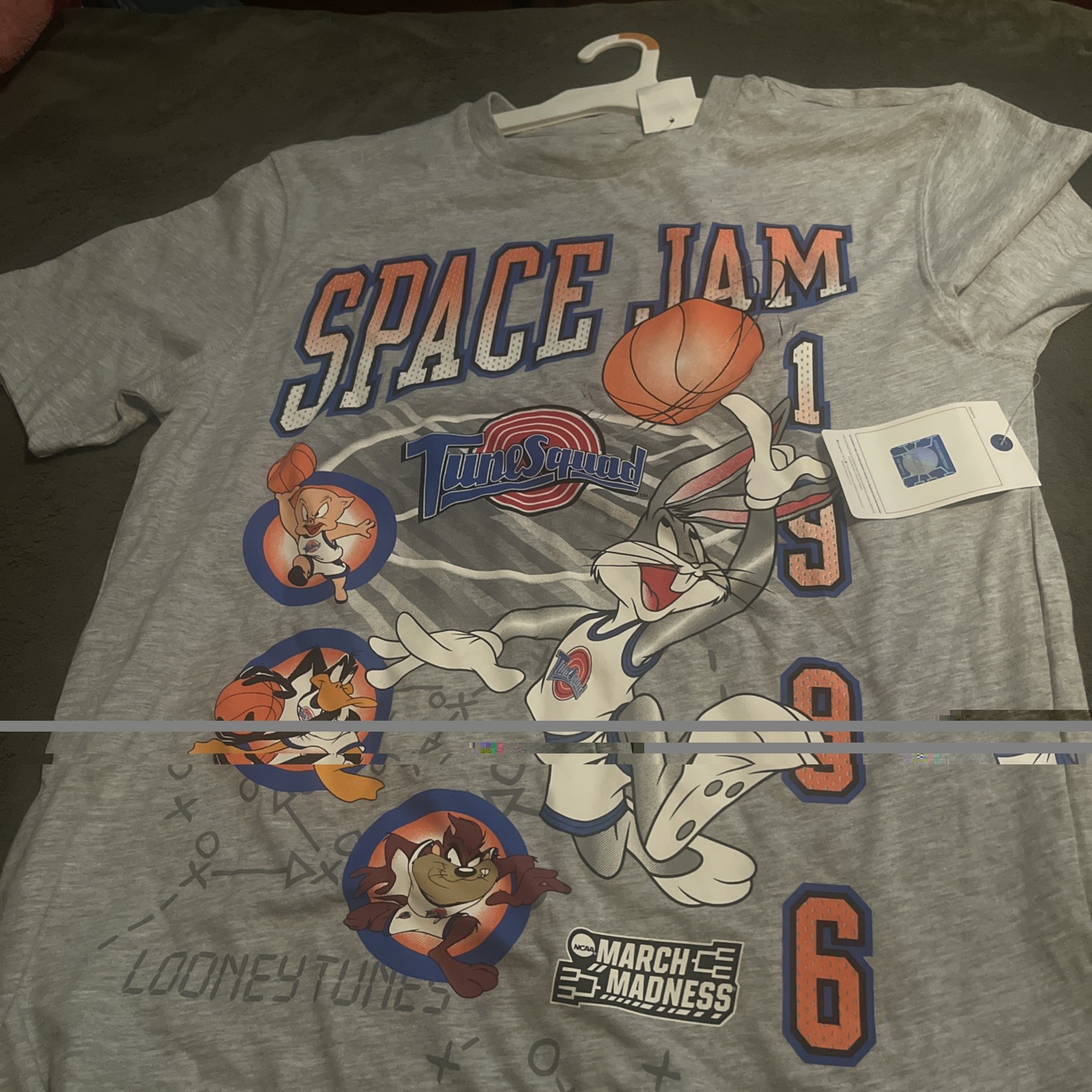Champion × Space Jam Looney Tunes T‑Shirt  Size S Gray Basketball Graphic New
