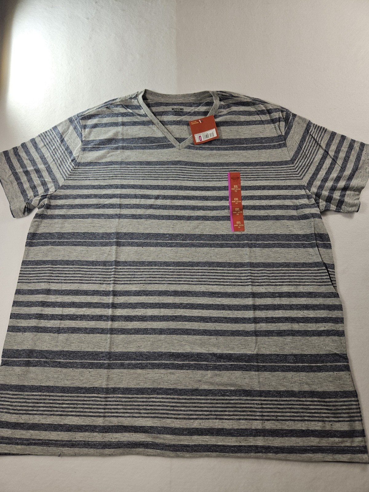 Mossimo Supply Co. Men’s Navy & Gray Striped V-Neck T-Shirt Size XXL