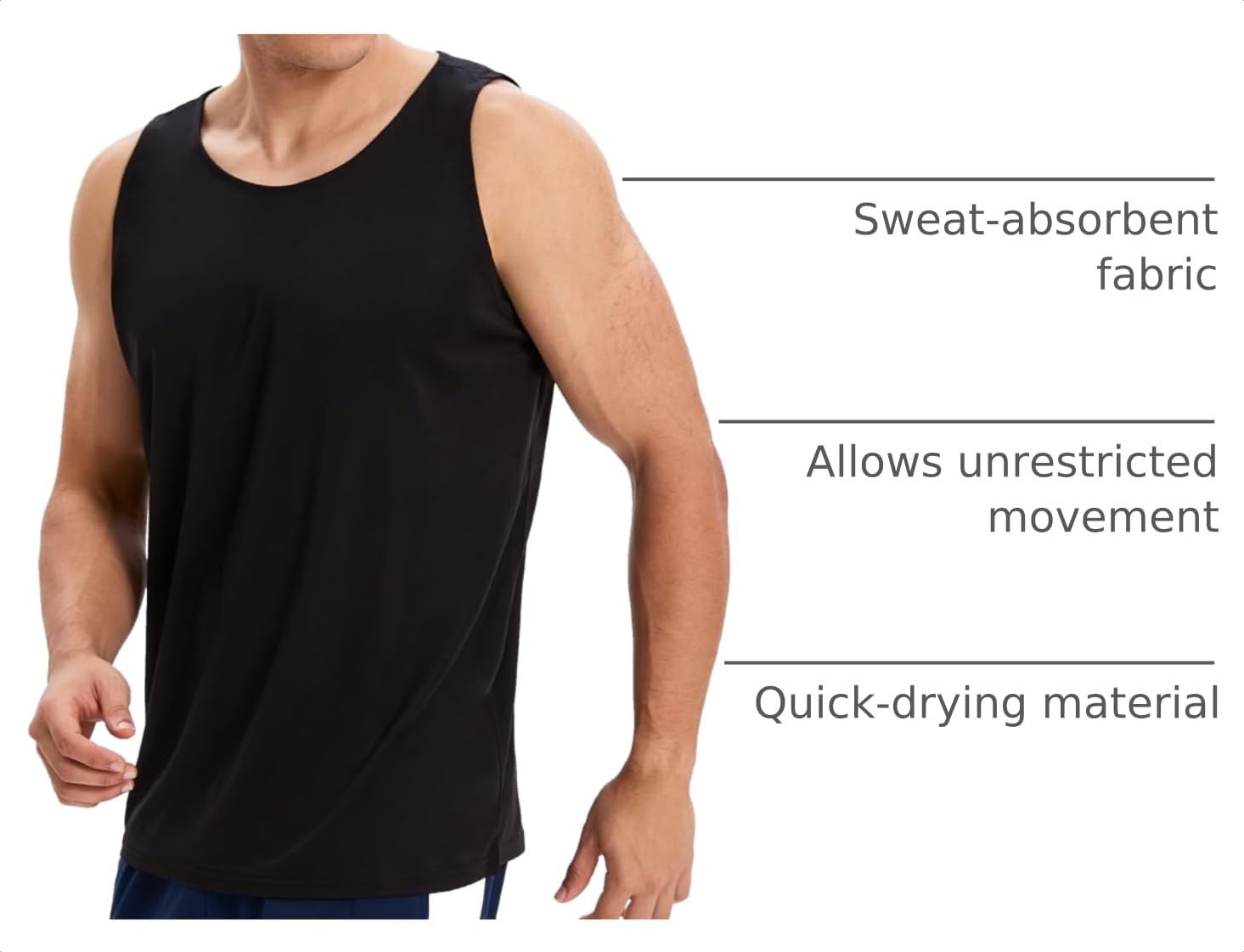 6 Pack Men’s Quick Dry Workout Tank Tops Breathable Gym Sleeveless Muscle Shi…