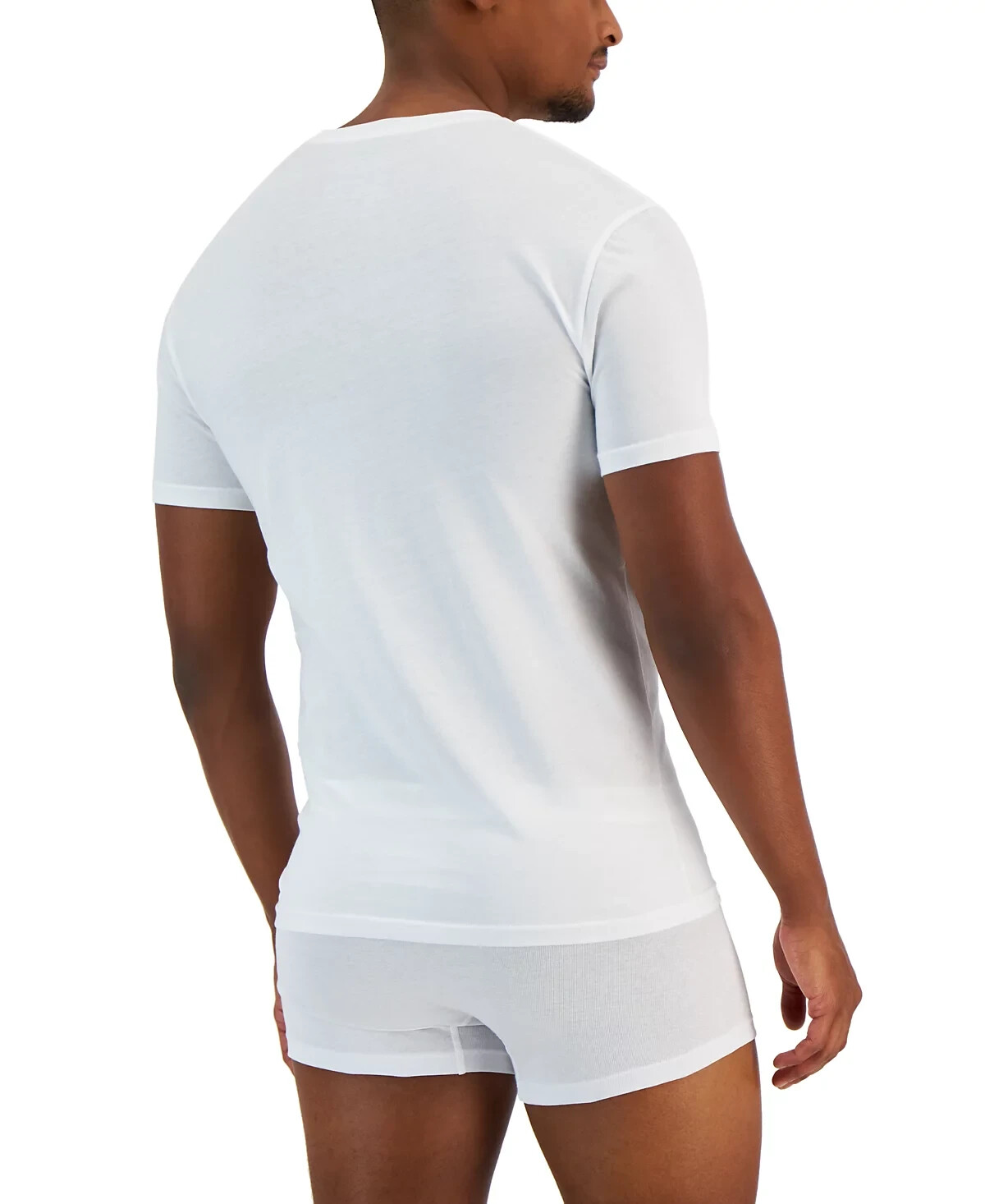 ALFANI Men’s 4 Pack White 100% Cotton Regular Fit V-Neck T-Shirt NEW Small