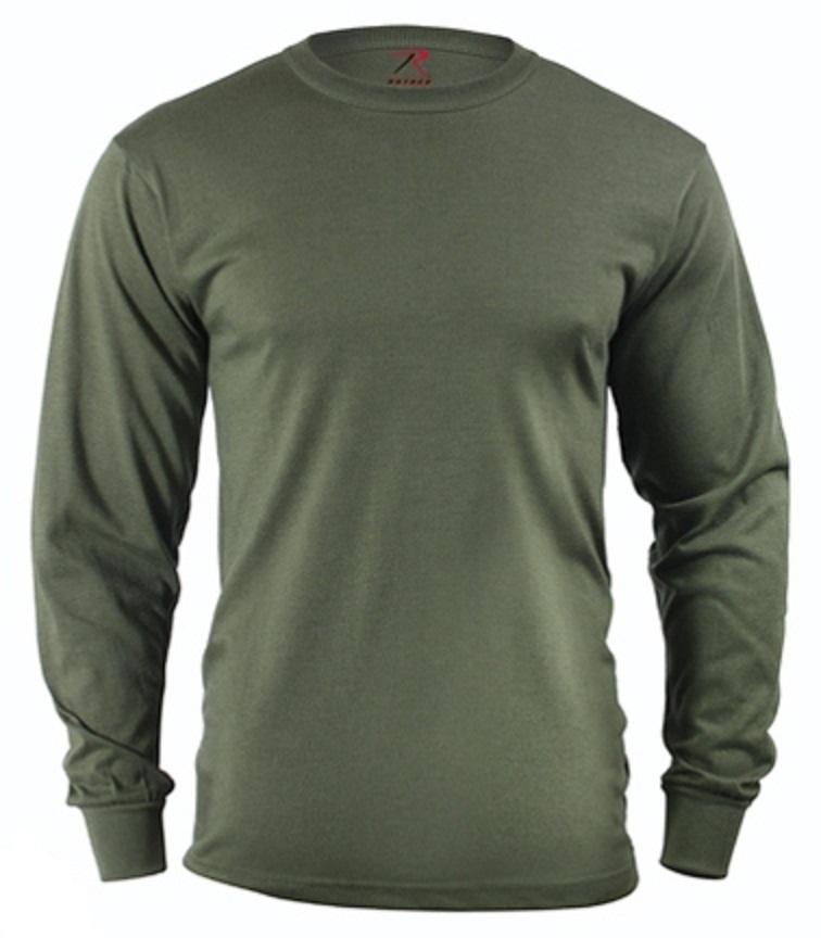 OD Green LONG SLEEVE Olive Drab T-Shirt US Army Navy Seabees Military