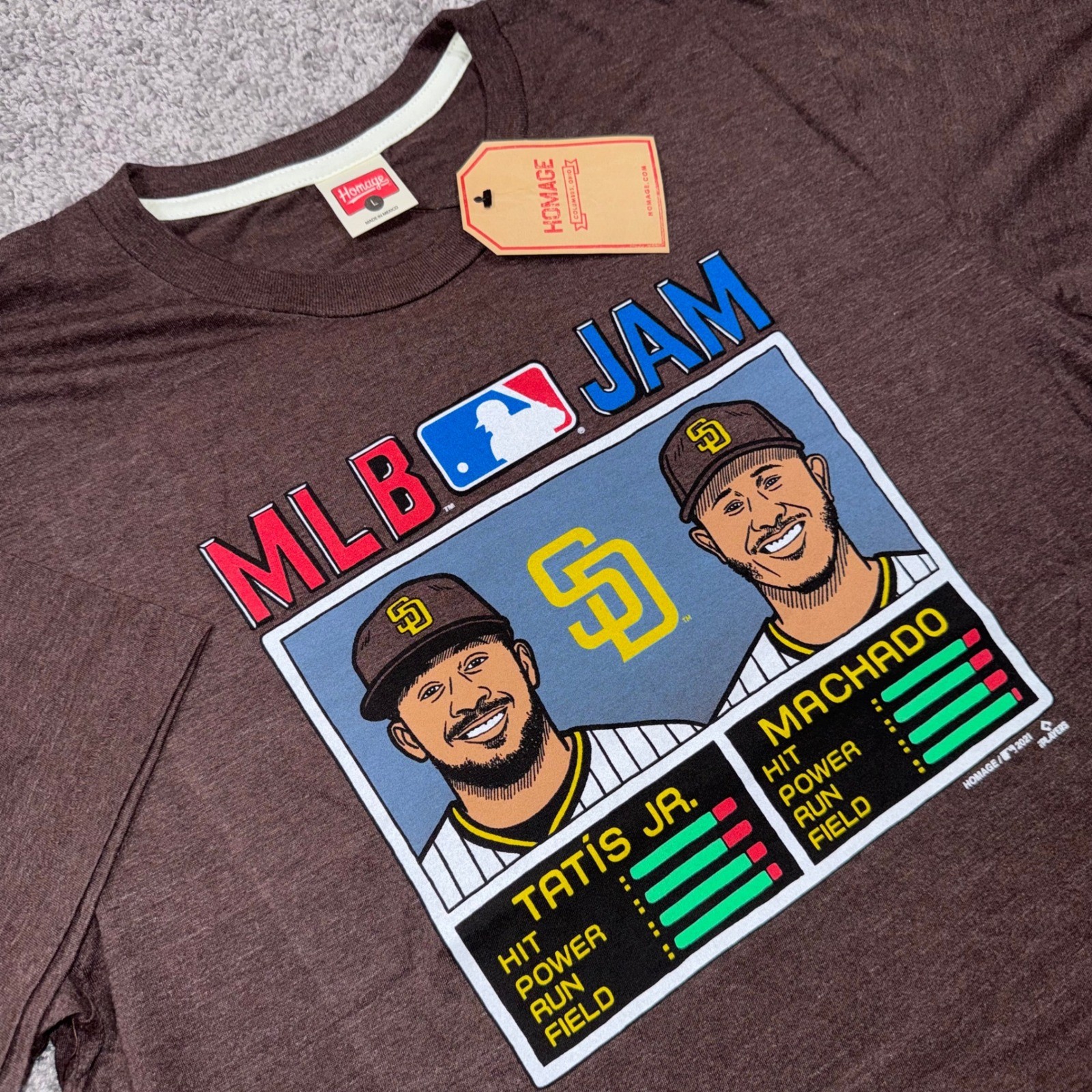 Homage MLB Jam San Diego Padres Tatis Jr Machado Mens Brown Large NEW