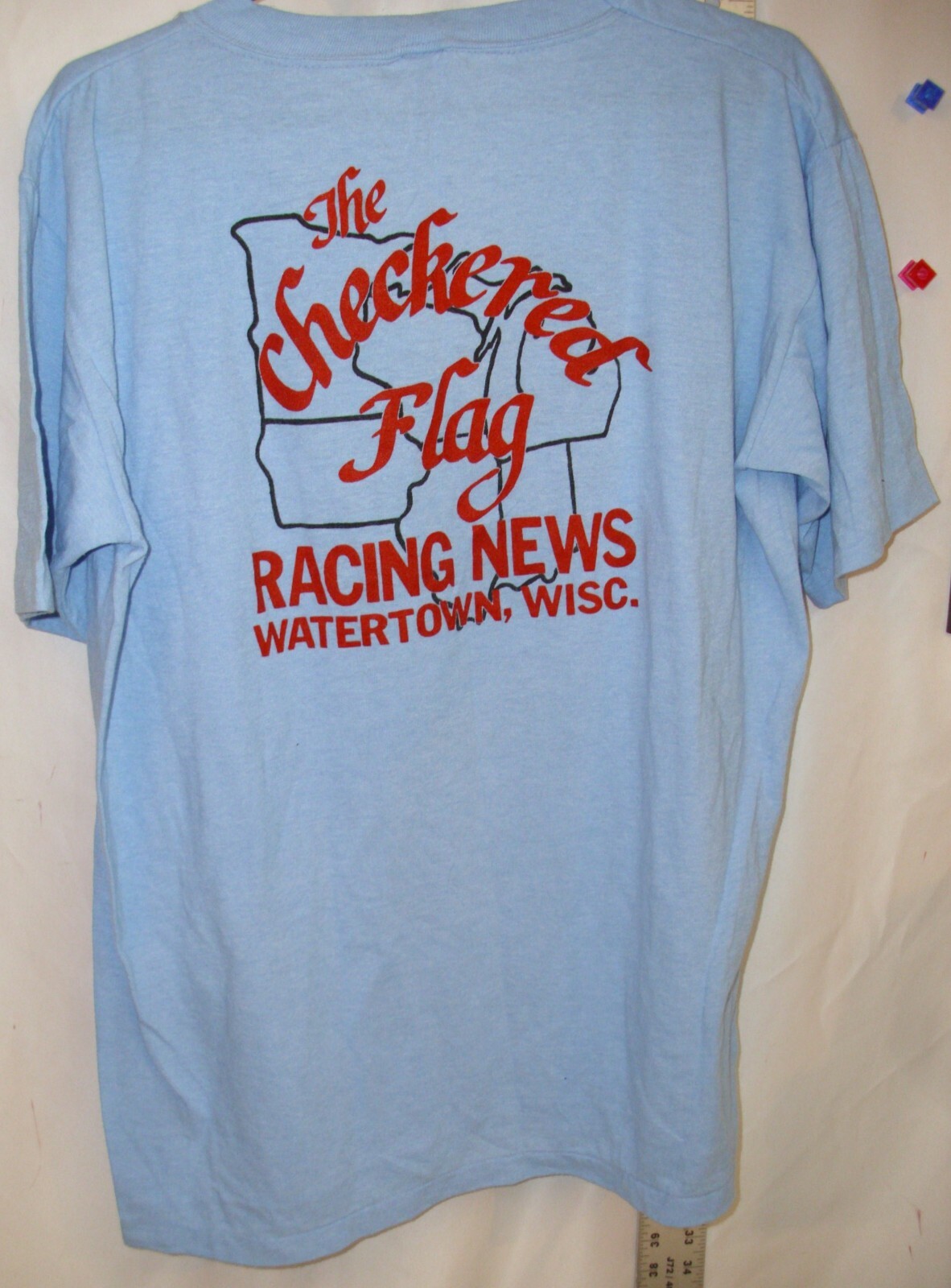 CHECKERED FLAG RACING NEWS SPEED PREVIEW 82 RACE CAR SHOW T SHIRT XL BLUE