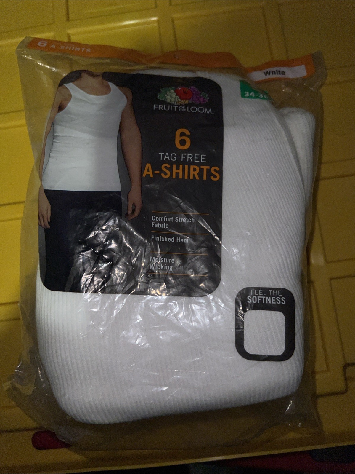 6 White Small S 34-36 Inch A-Shirt Tanks – Fruit Of The Loom – NIP