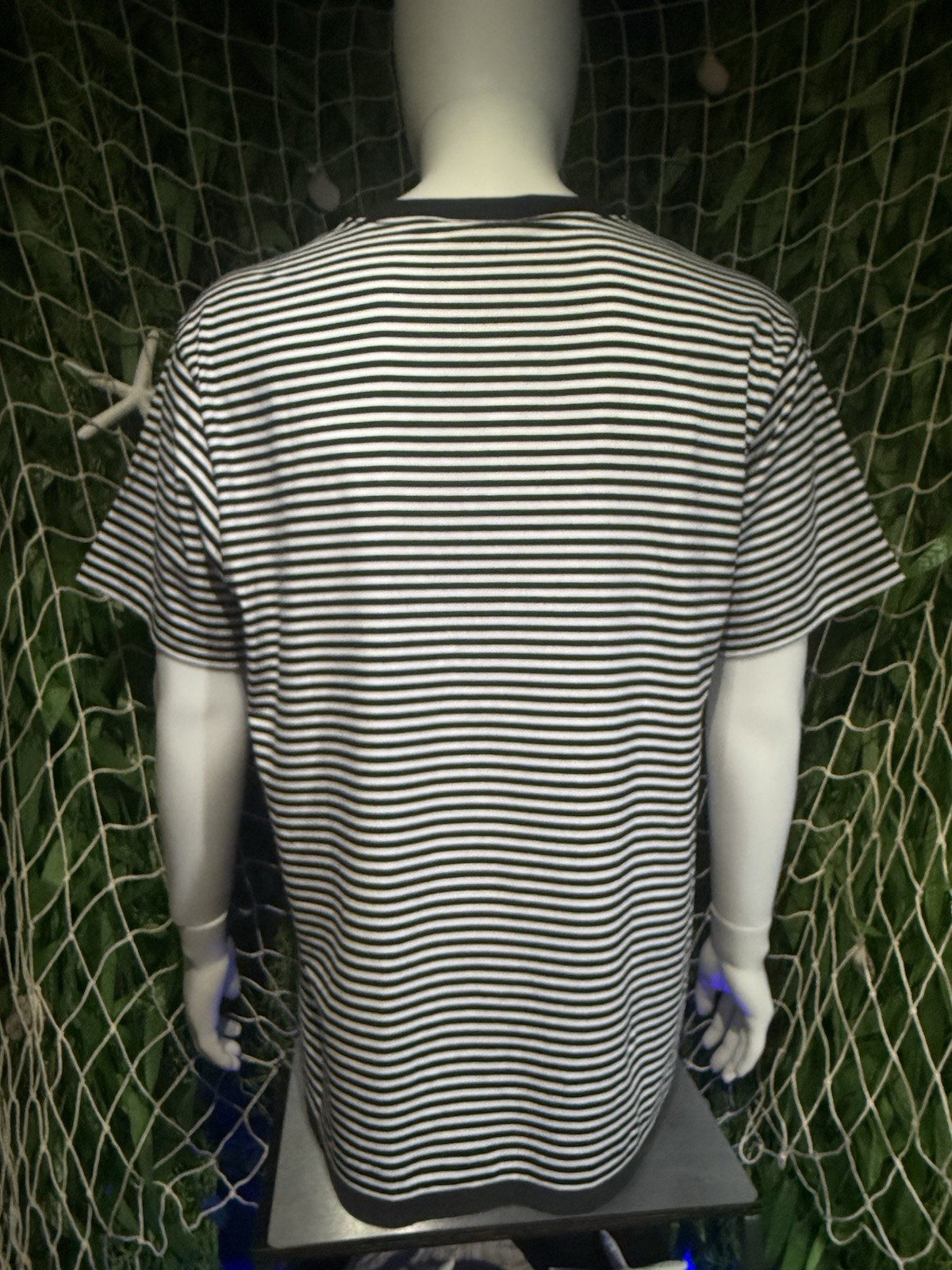 Teddy Fresh Striped Bear Patch Logo Black White 100% Cotton XL Men’s T-Shirt