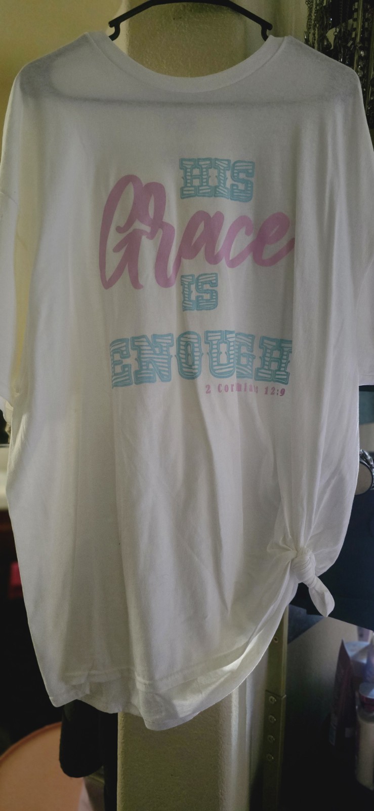 Crush women’s 3X White Cotton Knit Crew Neck Graphic T-Shirt “His Grace”