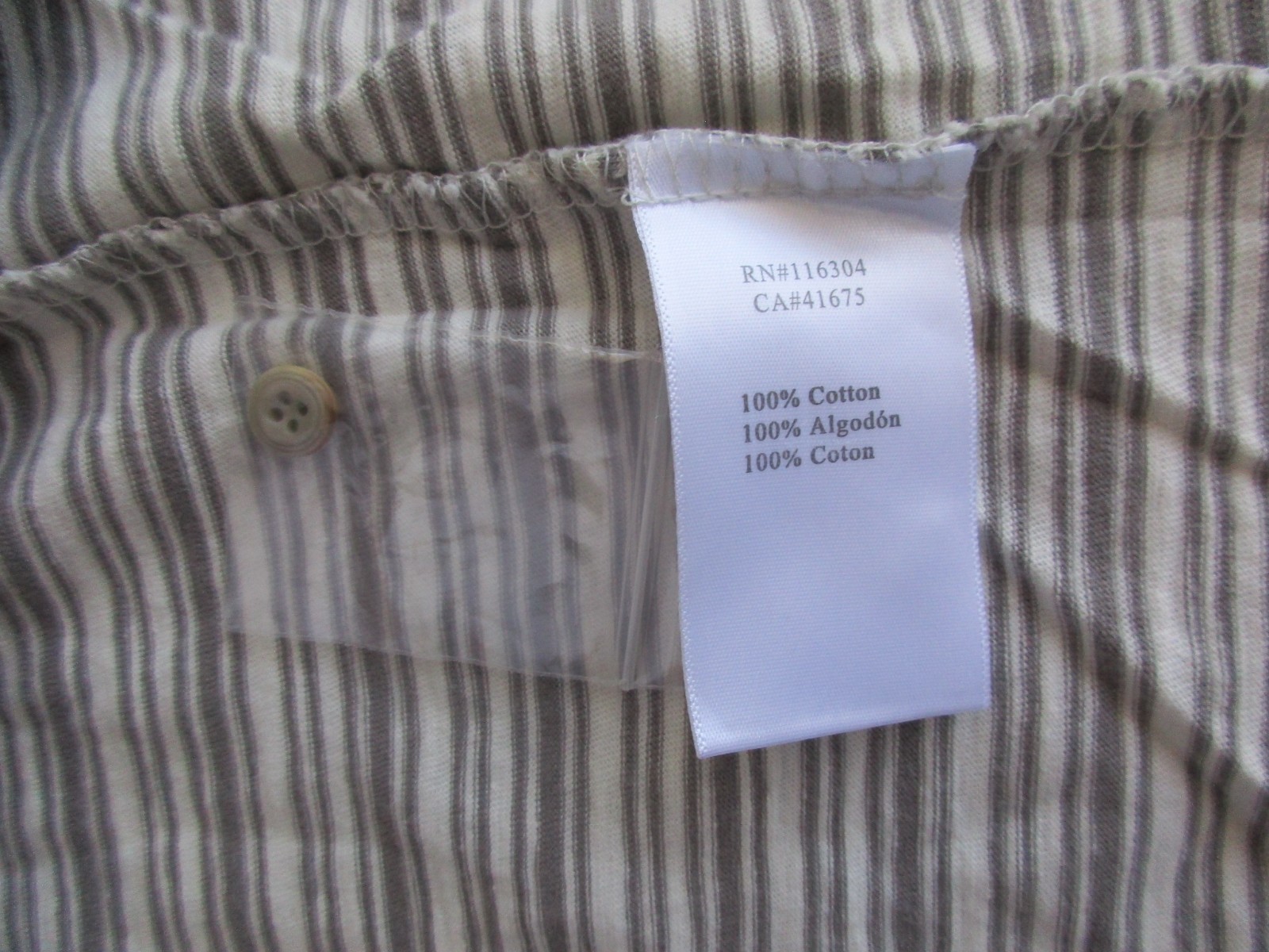 Converse Black Canvas Cotton Stripe Short Sleeve Men Henley T-Shirt L (G) U22.G9
