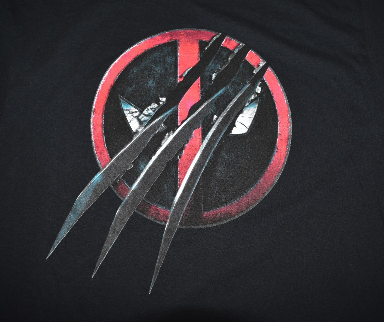 Marvel Deadpool Wolverine Mens Slashed Icon With Claws Black Shirt New Medium