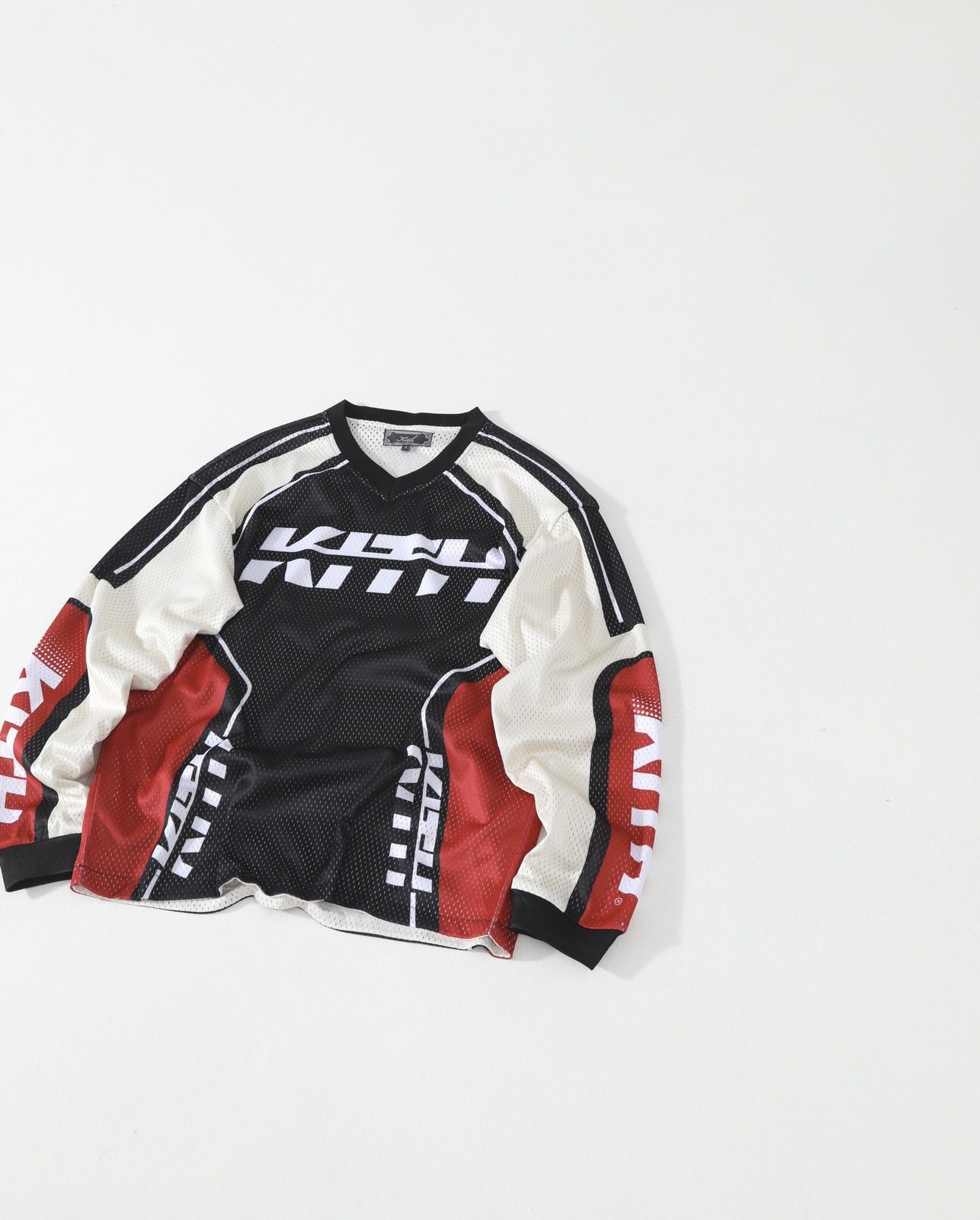 KITH Retro Color Block Laser Cut Racing Mesh Long Sleeve Tee Unisex