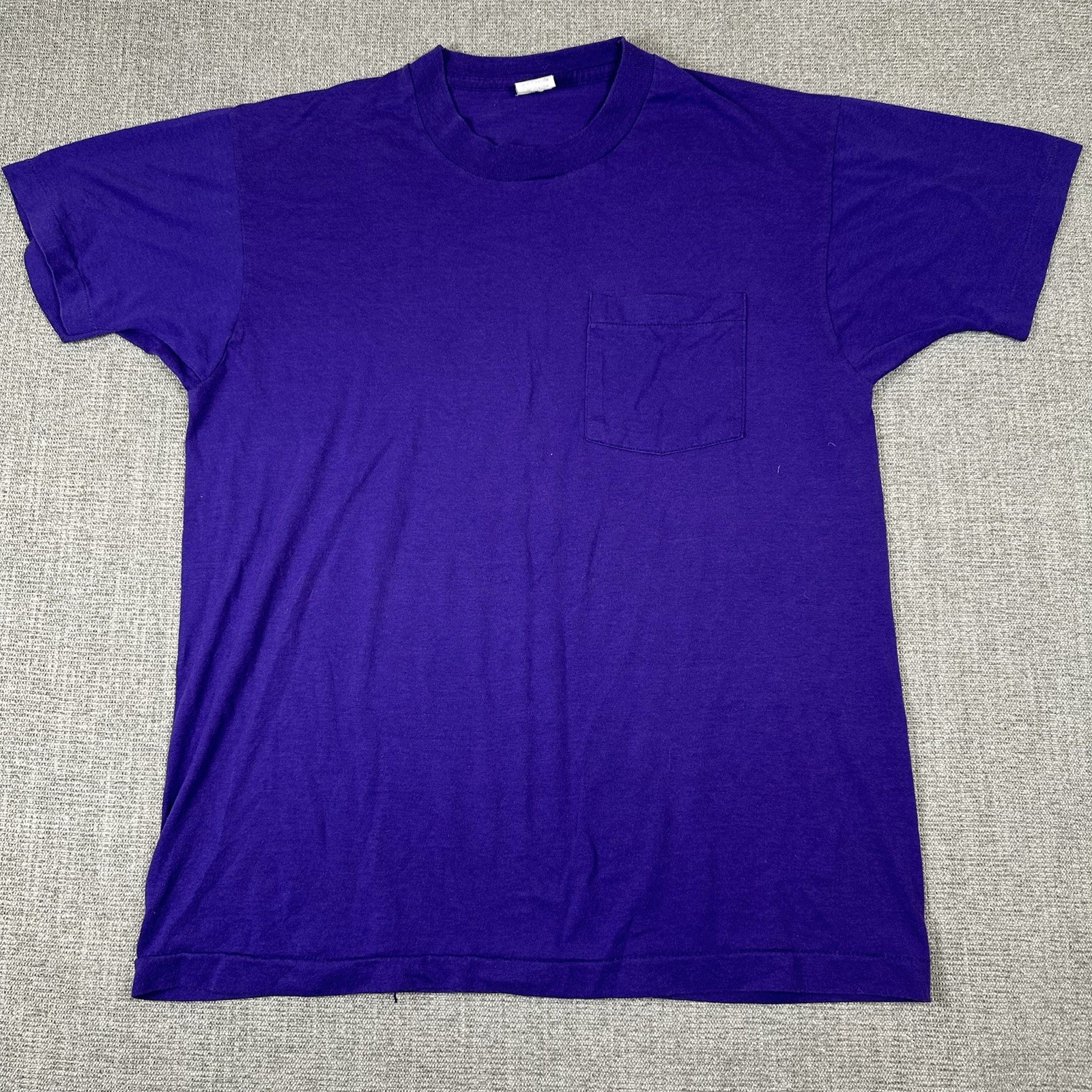 Fruit of the Loom Golden Blend L Purple Single Stitch Pocket T-shirt Blank USA