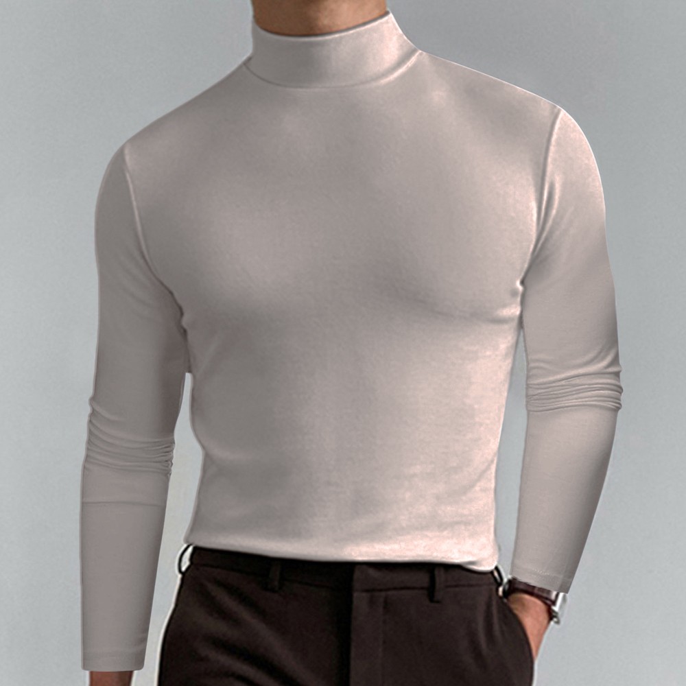 Men High Turtle Neck T Shirt Polo Tops Winter Warm Long Sleeve Baselayer Jumper