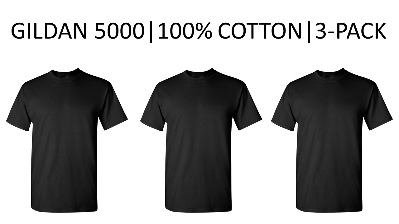 Gildan Heavy 3-PACK Cotton T-Shirt Men’s Short Sleeve 5.3 oz 5000 S-3XL