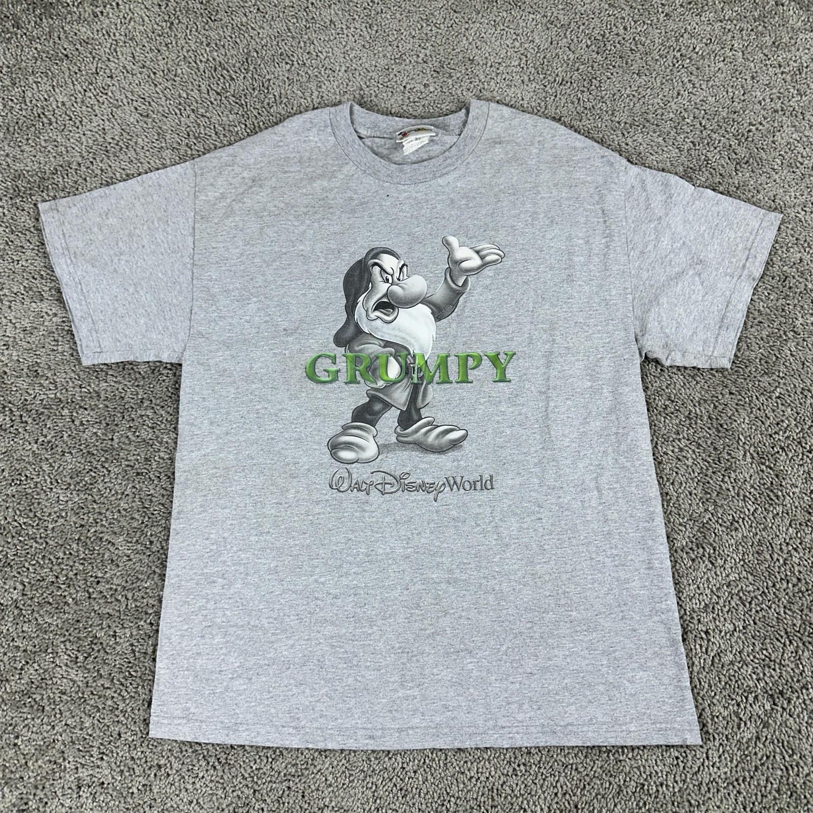 Disney Grumpy Shirt Mens Large Gray Walt Disney World Graphic Tee Snow White