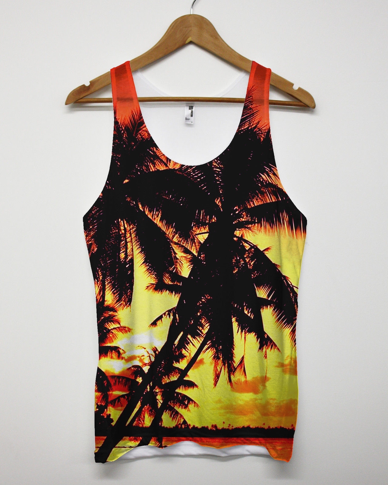 Palm Tree All Over Bright Vest Summer Beach Holiday Mens Womens Shop Urban Top