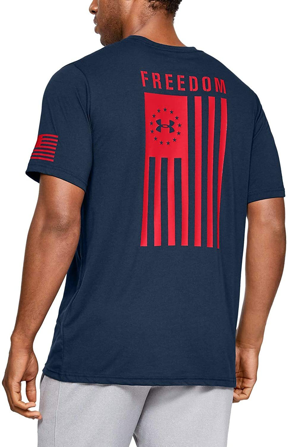 Under Armour UA Freedom Flag Logo Men’s T Shirt Tee Cotton Blend S M L XL XXL