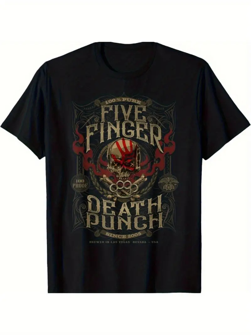 Men’S & Women’S Retro “Five Finger Death Punch” Graphic T-Shirt – 100% Cotton, 1