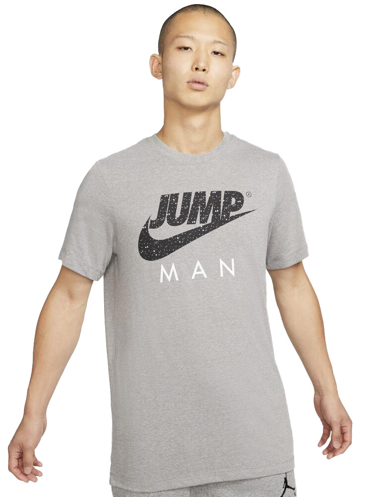 JORDAN Jumpman Logo Shirt sz S Small Heather Gray Cement Black White