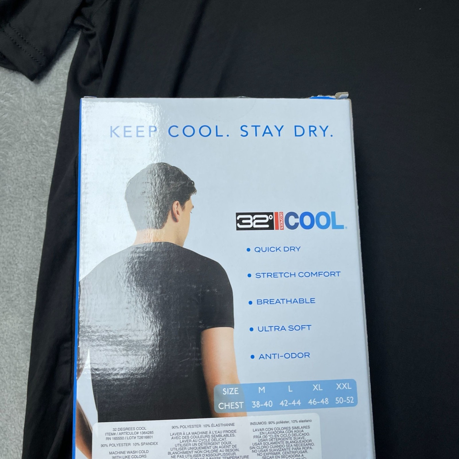 3 Pack 32 Degrees Cool Men’s XL Short Sleeve Crew Neck T-Shirts Black e1713