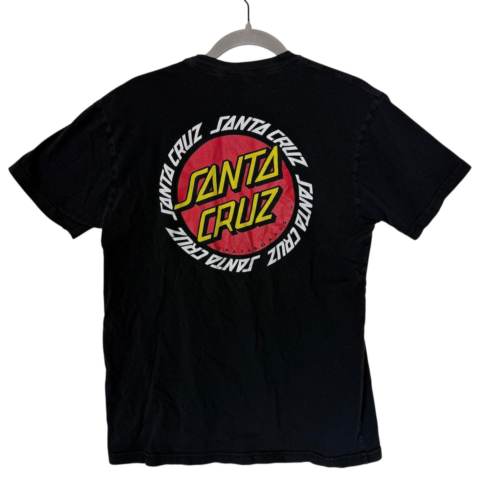 Santa Cruz Shirt Mens Medium Black Classic Dot Skateboard Graphic Logo Tee