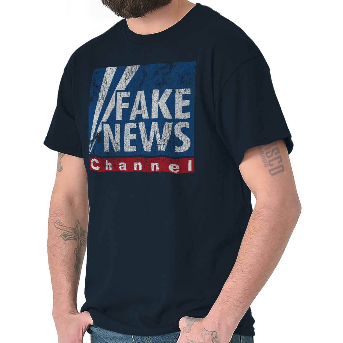 Fake News President Donald Trump Political Womens or Mens Crewneck T Shirt Tee