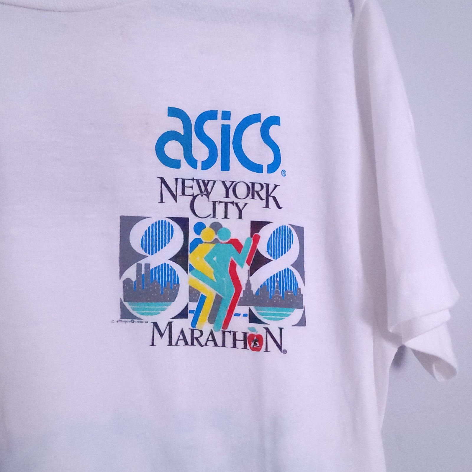 Vintage 1988 NYC Marathon Marshall T-Shirt Asics Made in USA Size Medium