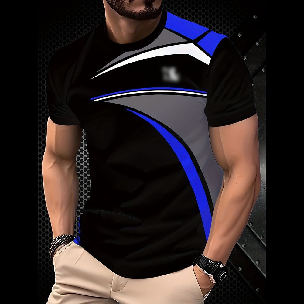 Men’s Short Sleeve Casual T-Shirt 3D Printed Polyester Moderate Elasticity