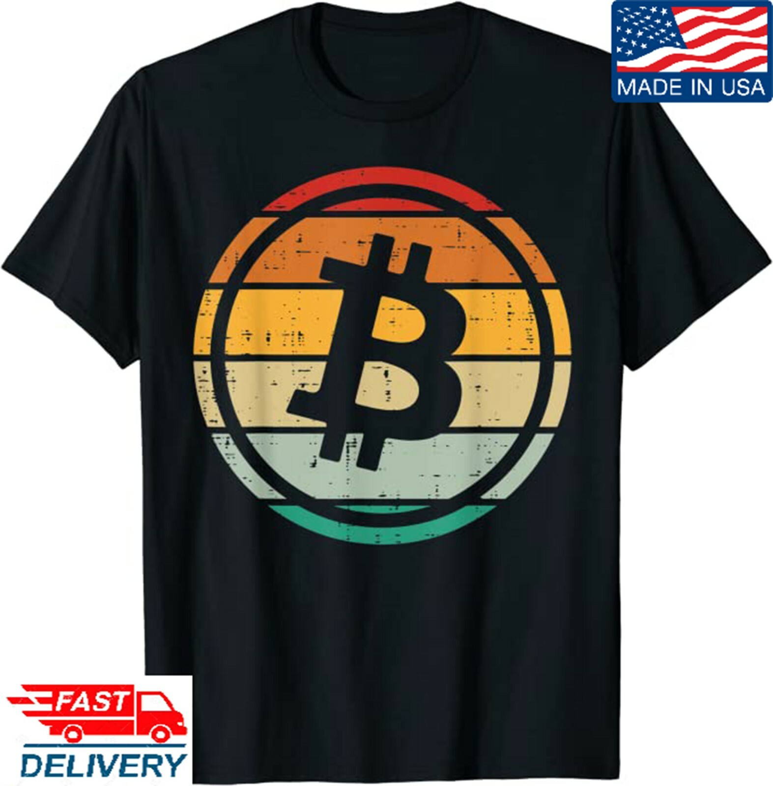 Bitcoin Sunset Retro Crypto Cryptocurrency T-Shirt, Blockchain Coin Tshirt gift