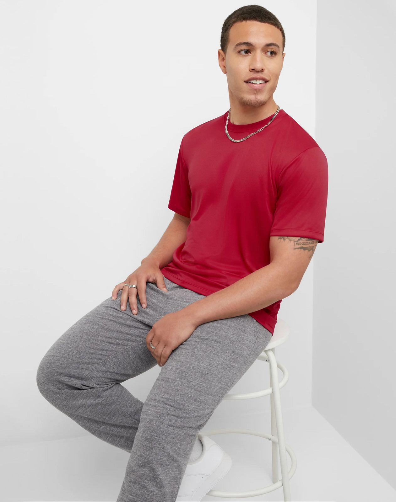Hanes 2-Pack Cool Dri Men’s T-Shirt Sport Performance Tee Comfort Ribbed Light