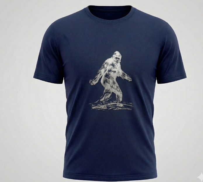 Bigfoot Sasquatch Believer Graphic T-Shirt | Retro Vintage Navy Blue Tee Men