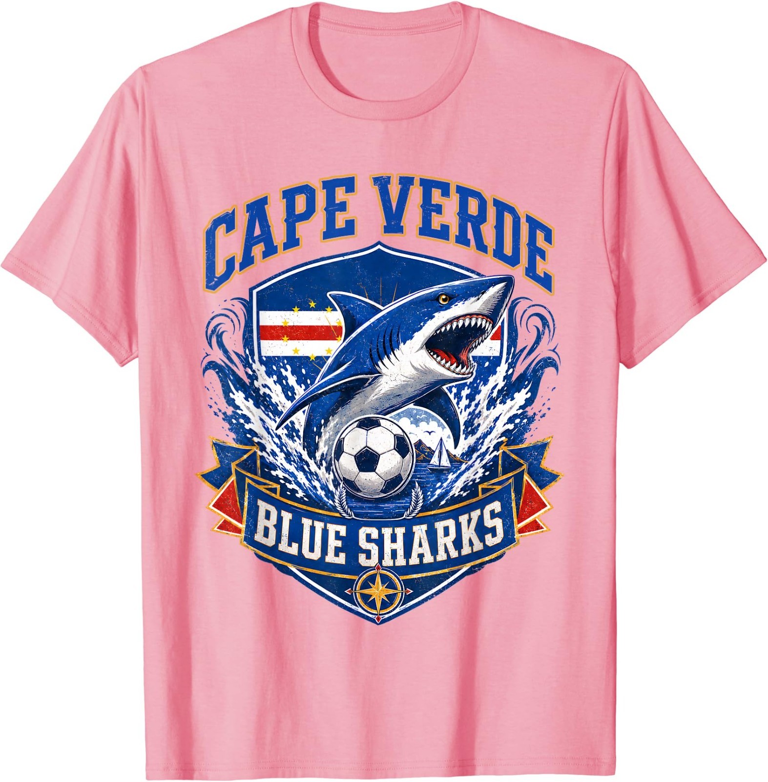 Cape Verde Flag Shark Cape Verdean Roots Cabo Verde Pride T-Shirt