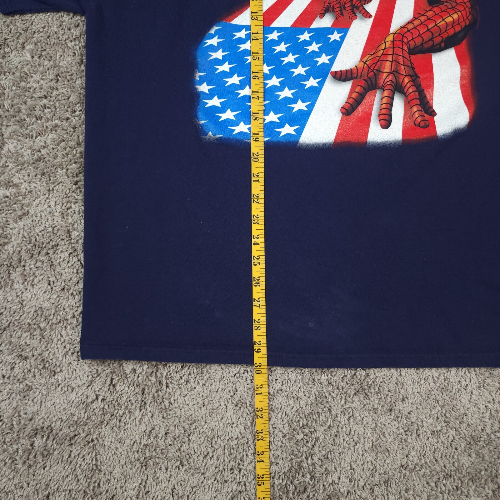 Marvel Spiderman T-Shirt Mens 2XL Navy Blue USA Flag Graphic Superhero Y2K