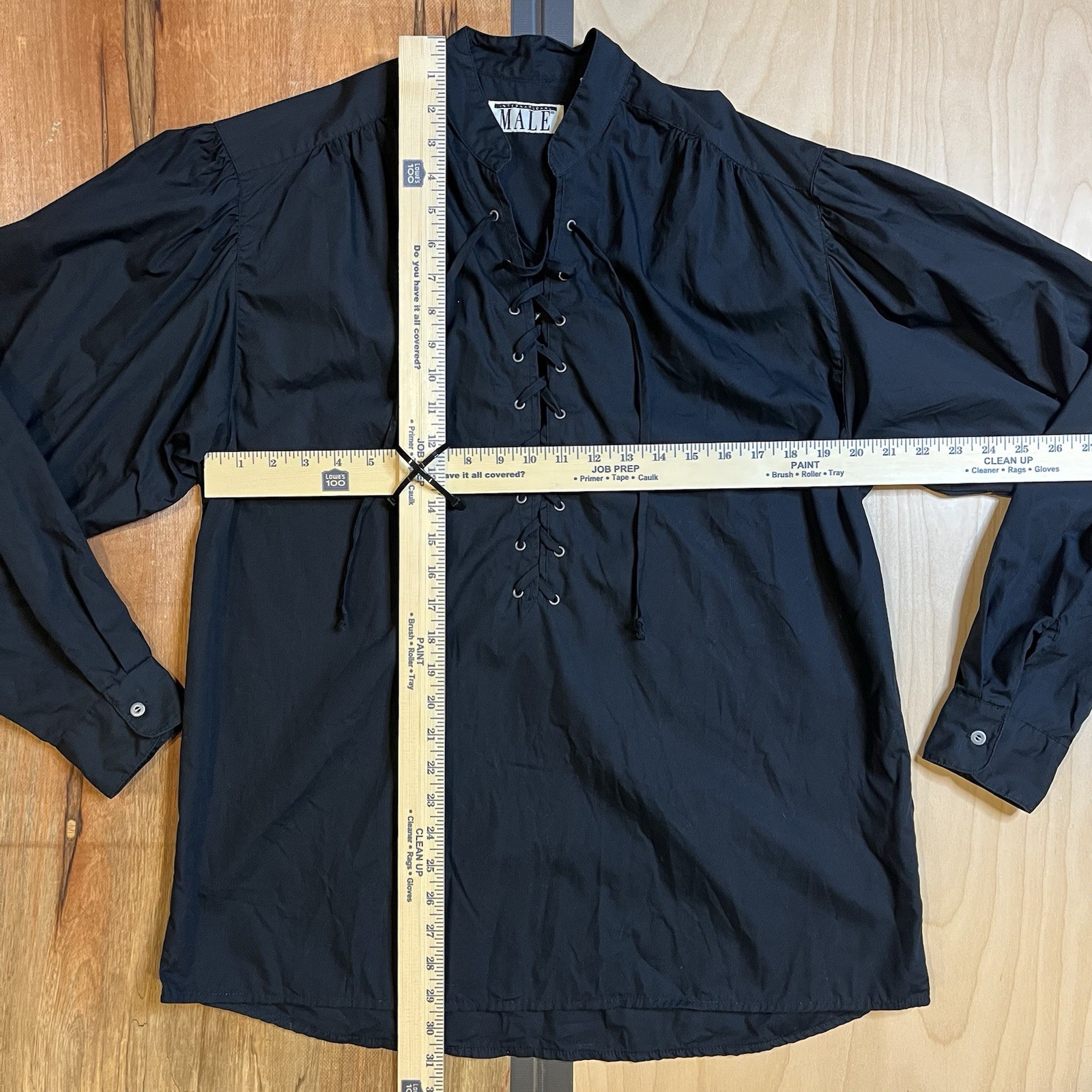 Vtg 90s International Male Black Long Sleeve Lace-Up Vampire Shirt – Mens Med