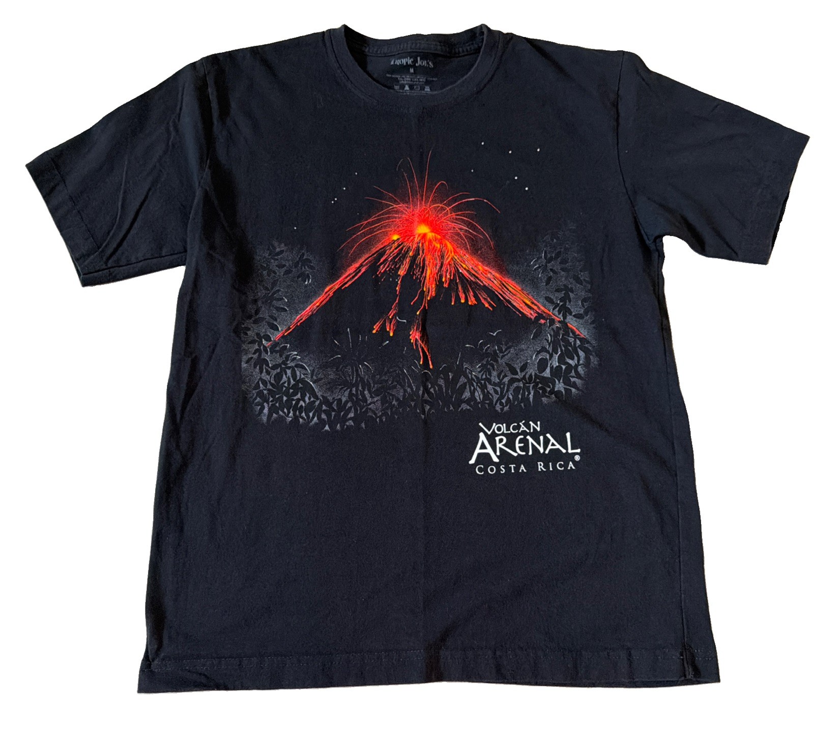 Volcan Arenal Costa Rica Volcano Tropic Joe’s Black T-Shirt Men Medium