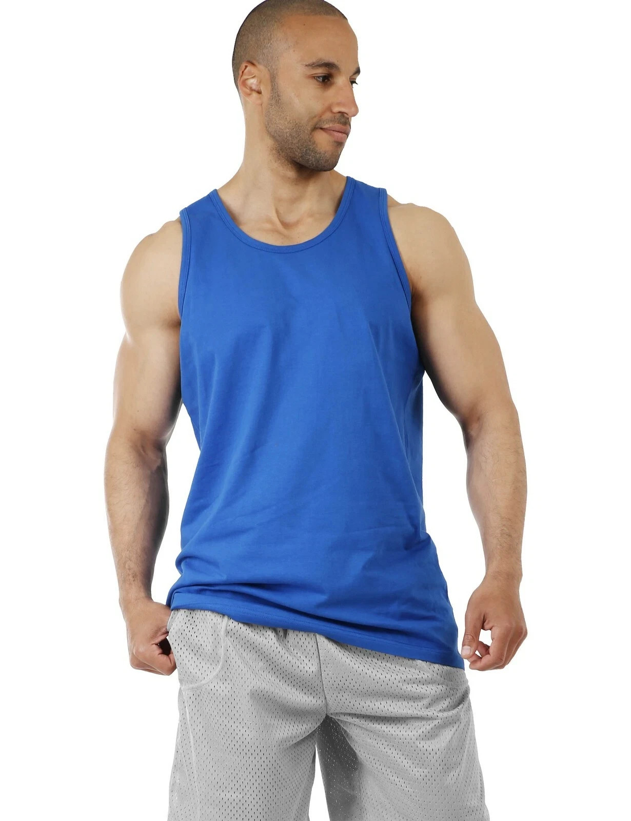 Mens Tank Top Muscle Gym Sleeveless Plain T-Shirts Tee A-Shirt 100%Cotton NEW