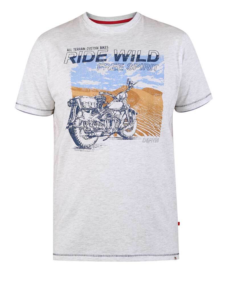 D555 Duke Big Mens Motorbike Printed T-Shirt White 2XL 3XL 4XL 5XL 6XL (601115)