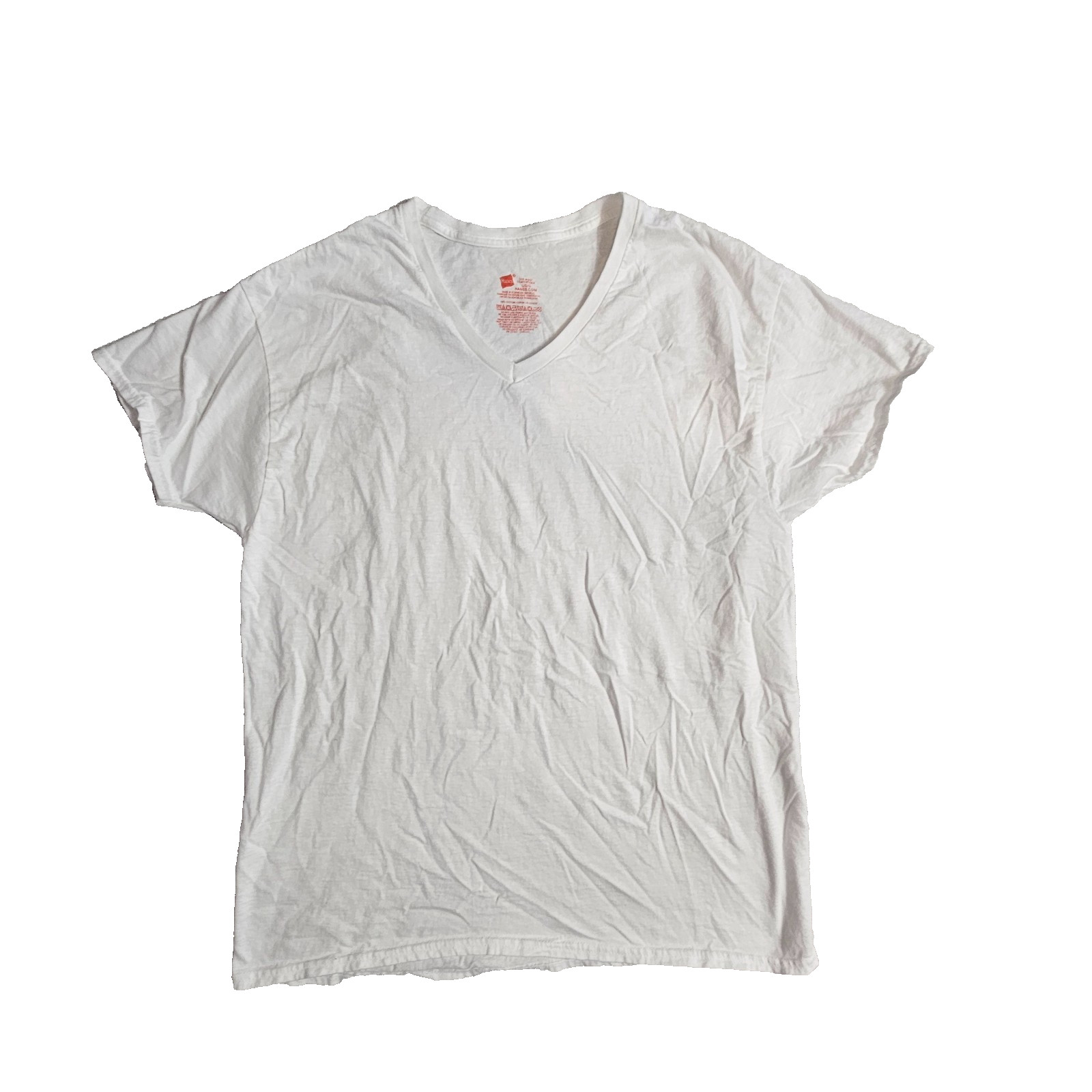 T Shirt V Neck White Most Comfortable 100% Cotton Men’s L By Hanes