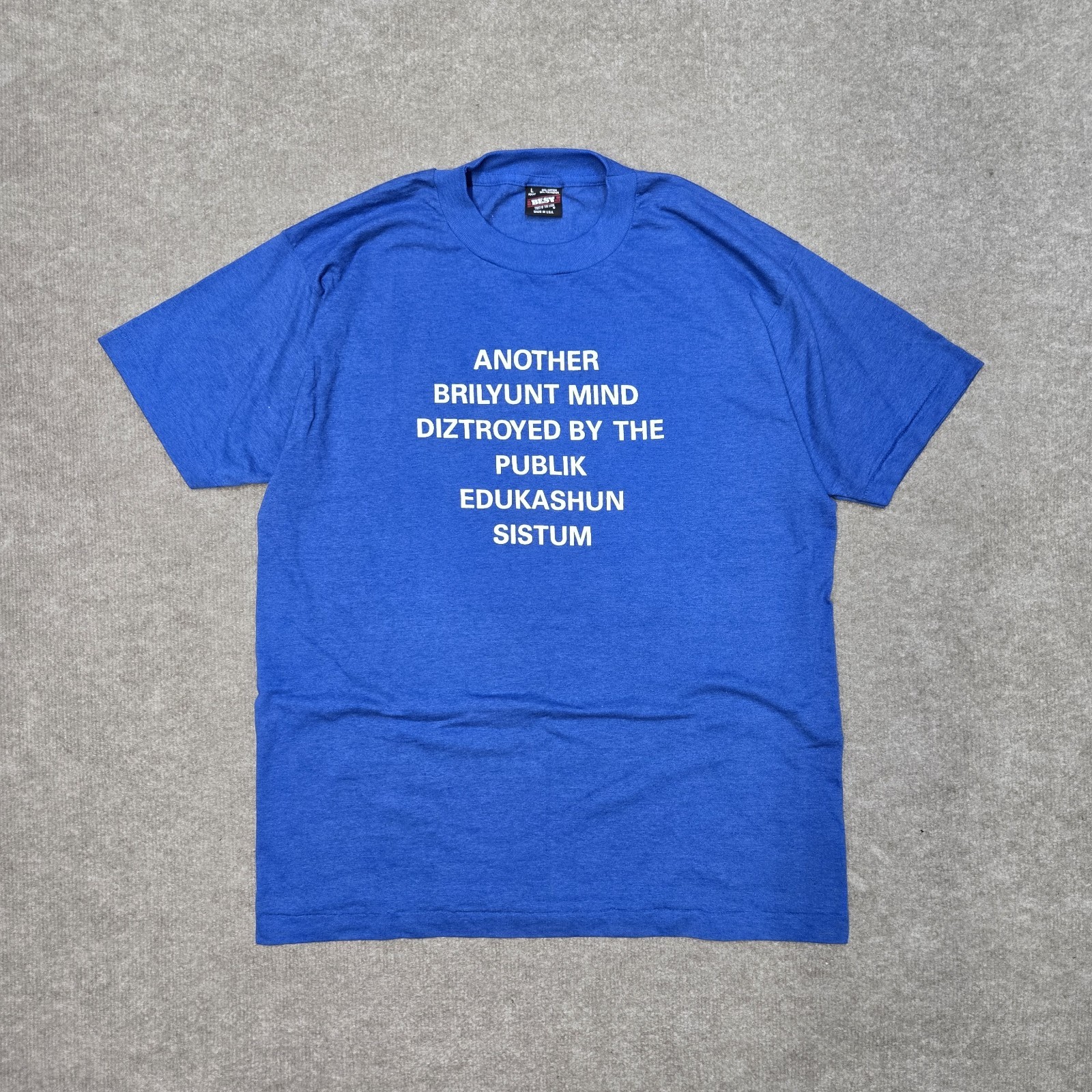 Vtg 80s Another Brilyunt Mind Diztroyed Humor T-Shirt Sz L Grunge Single Stitch