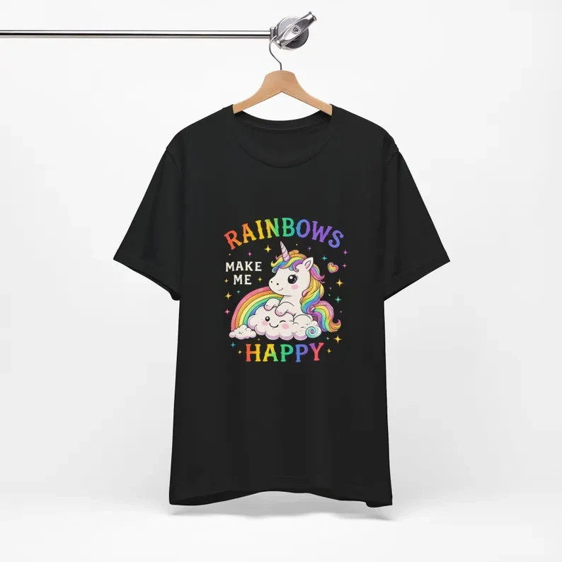 Cute Goth Pride Unicorn Shirt, Rainbow Pride Tee, Gothic Cute Rainbow Shirt