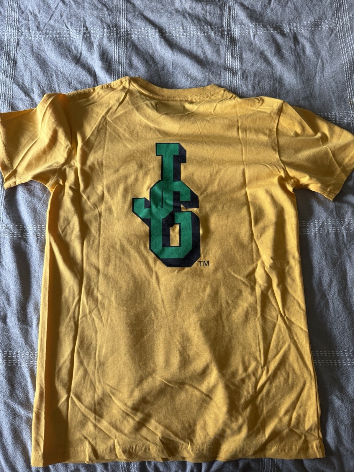 John Geiger Designer Men’s Body Shop T-Shirt, Yellow, Brand New, Never Worn