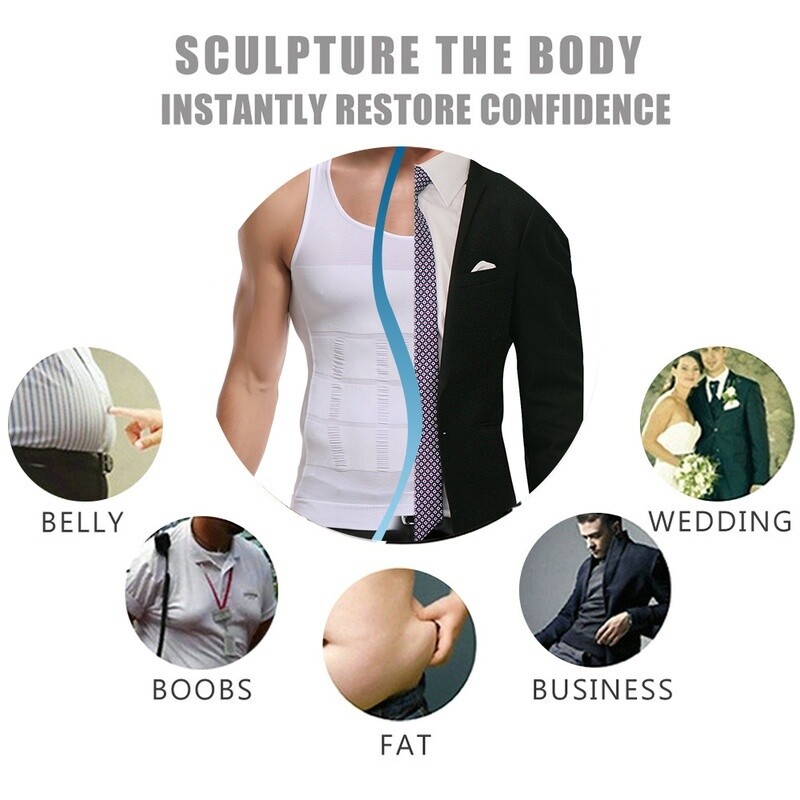 Men’s Shaper Cooling T-Shirt Compression Belly Vest Slimming Underwear Tank Top