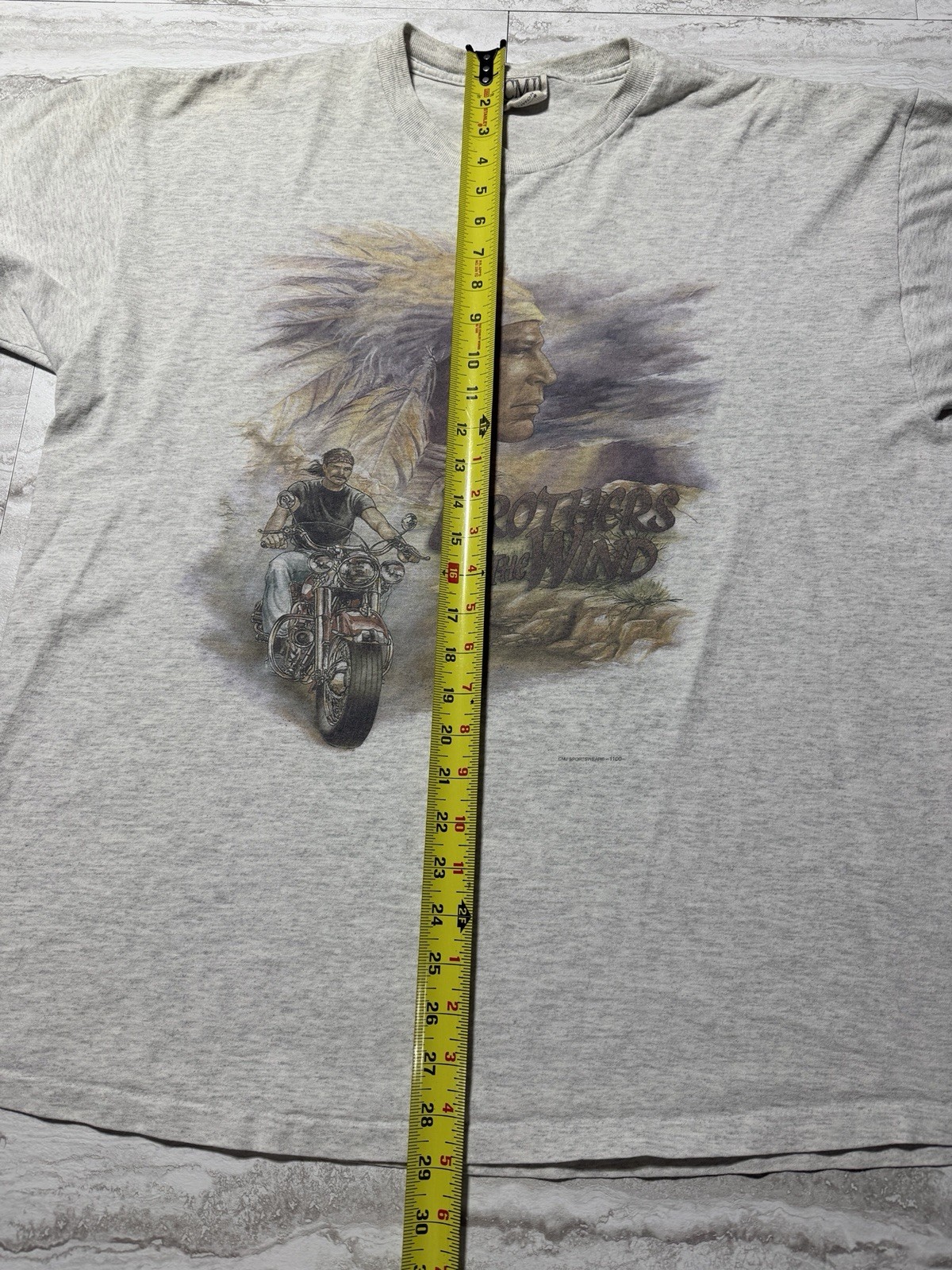 VTG CMJ Mens XL Brothers In The Wind Motorcycle Biker Indian Graphic Shirt 90s